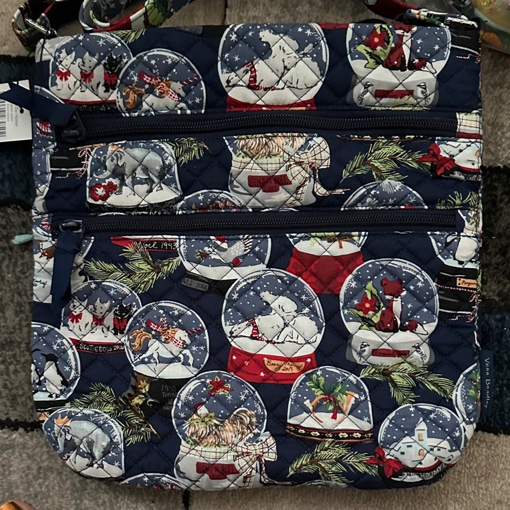 Vera Bradley Blue Crossbody Bag with Holiday Print